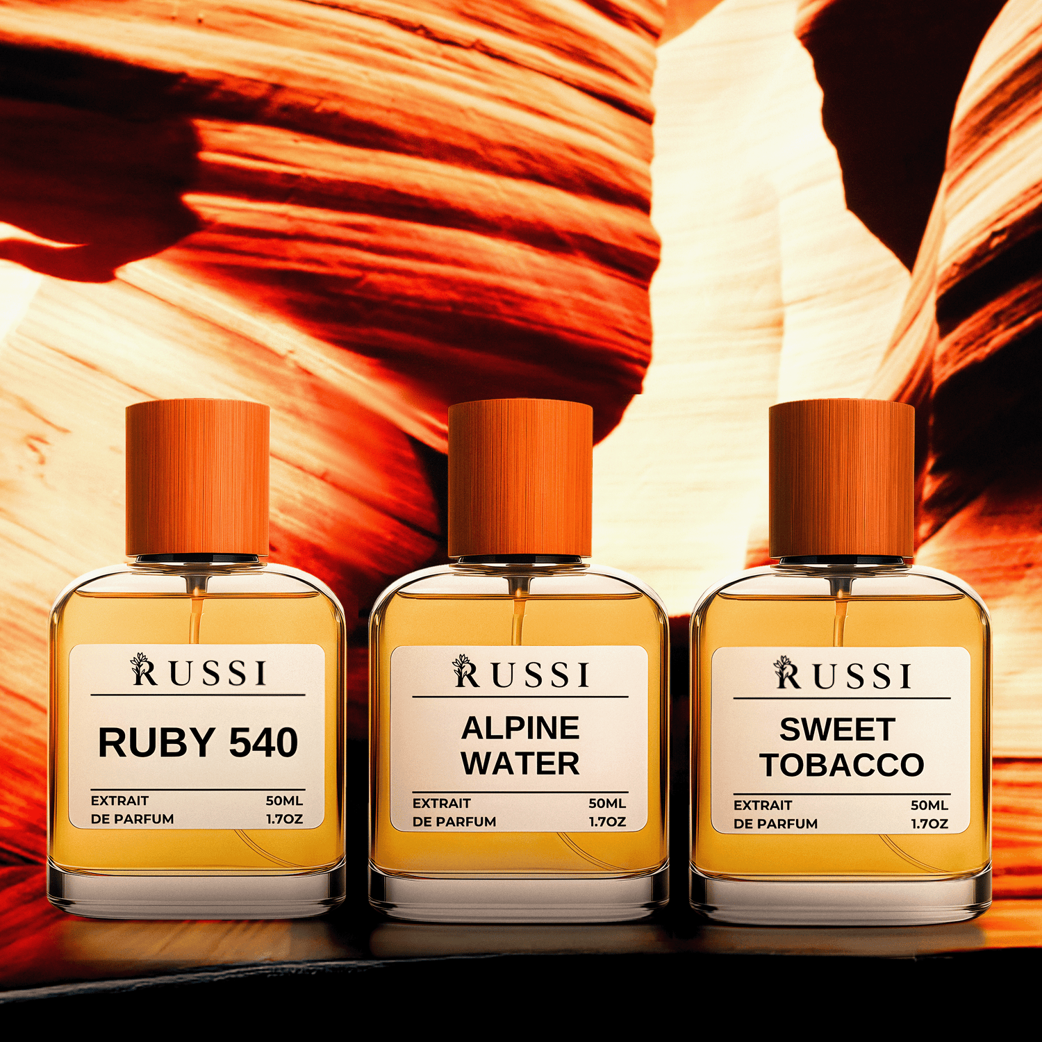 Russi perfume bundle set – three extrait de parfum bottles in one curated luxury collection for gifting or personal use